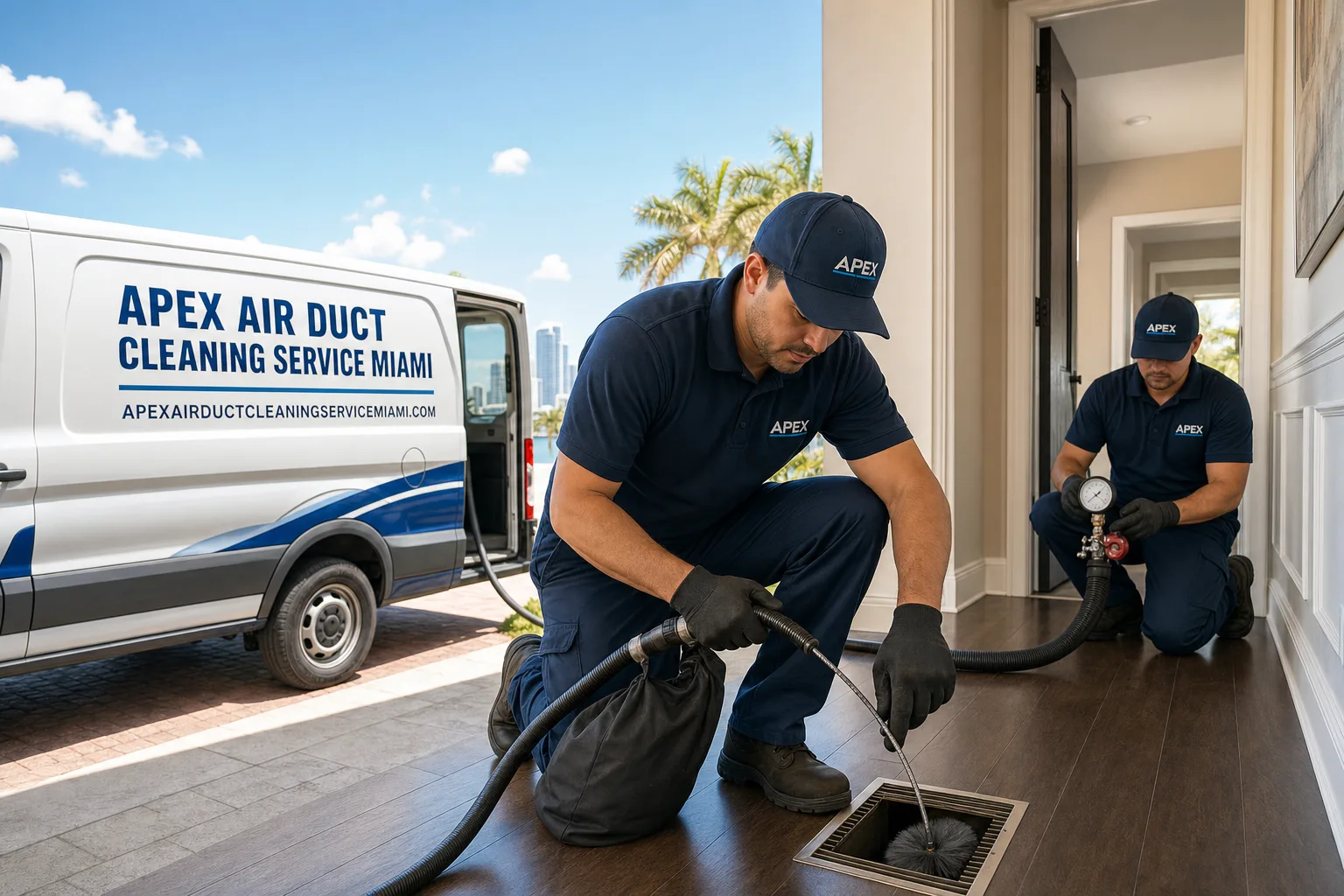 Apex Air Duct Cleaning Service Miami service vehicle and crew in Miami, FL